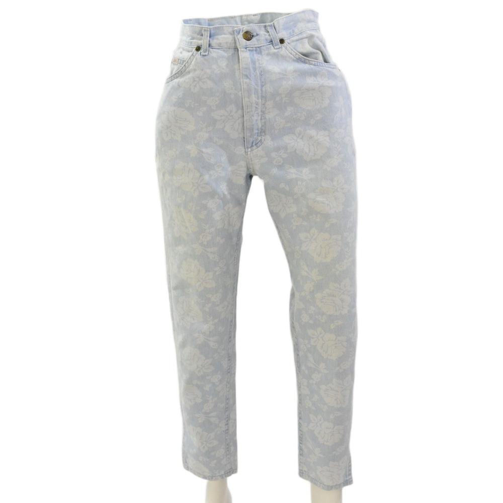 80s Vintage Lee Floral Ankle Jeans Womens S High Waist Tapered Leg Cottagecore